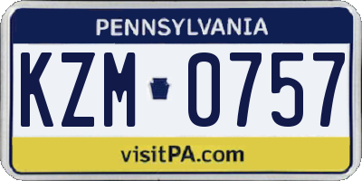 PA license plate KZM0757