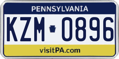 PA license plate KZM0896
