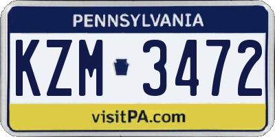 PA license plate KZM3472