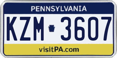 PA license plate KZM3607