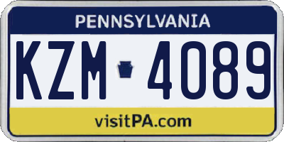 PA license plate KZM4089