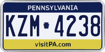PA license plate KZM4238