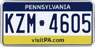 PA license plate KZM4605