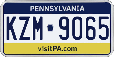 PA license plate KZM9065