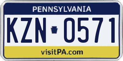 PA license plate KZN0571