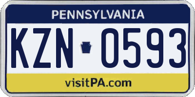 PA license plate KZN0593