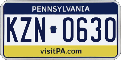 PA license plate KZN0630