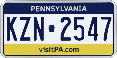 PA license plate KZN2547