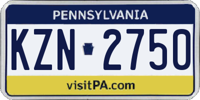 PA license plate KZN2750