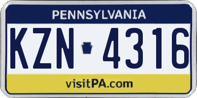 PA license plate KZN4316