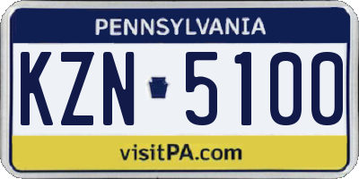 PA license plate KZN5100