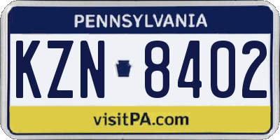 PA license plate KZN8402