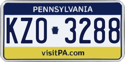 PA license plate KZO3288