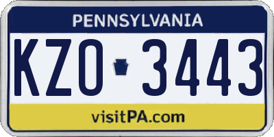 PA license plate KZO3443