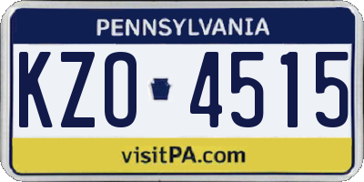 PA license plate KZO4515