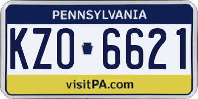 PA license plate KZO6621