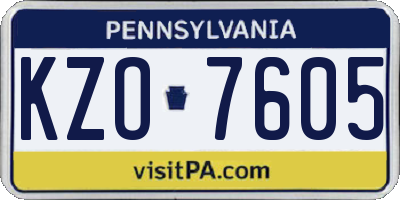 PA license plate KZO7605