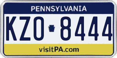 PA license plate KZO8444