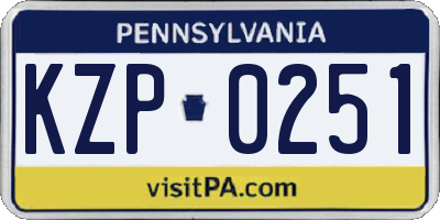 PA license plate KZP0251