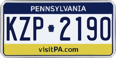 PA license plate KZP2190