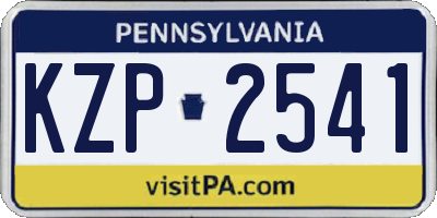 PA license plate KZP2541