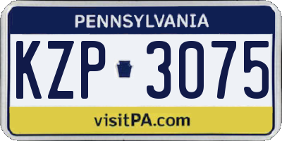 PA license plate KZP3075