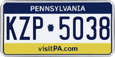 PA license plate KZP5038