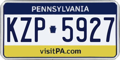 PA license plate KZP5927