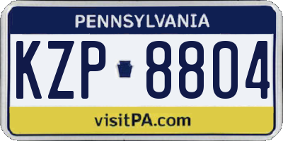 PA license plate KZP8804