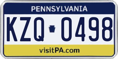 PA license plate KZQ0498