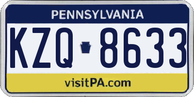 PA license plate KZQ8633