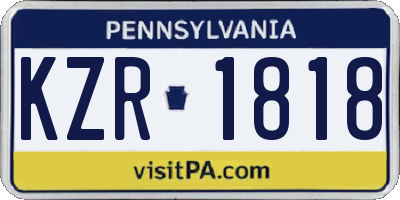 PA license plate KZR1818