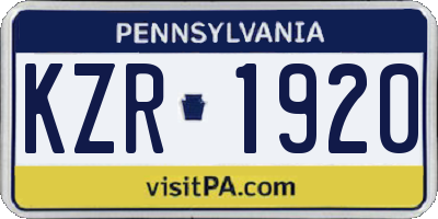 PA license plate KZR1920
