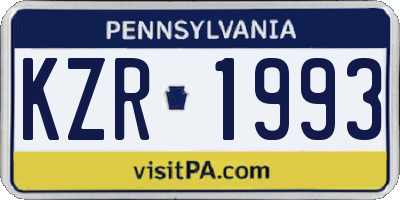 PA license plate KZR1993