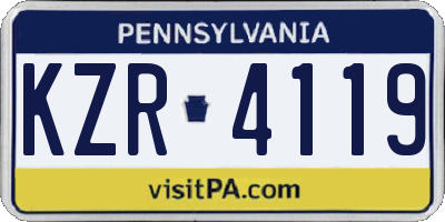 PA license plate KZR4119