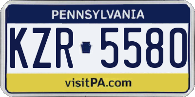 PA license plate KZR5580