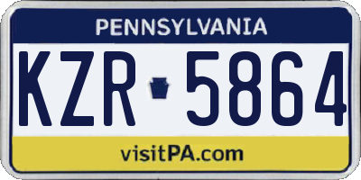PA license plate KZR5864