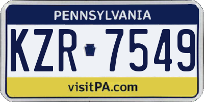 PA license plate KZR7549