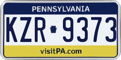 PA license plate KZR9373