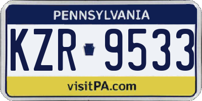 PA license plate KZR9533