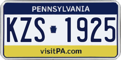PA license plate KZS1925