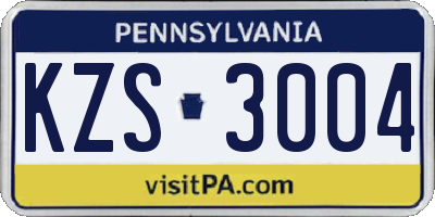 PA license plate KZS3004