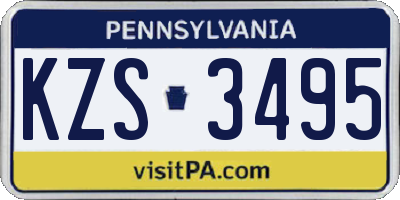 PA license plate KZS3495