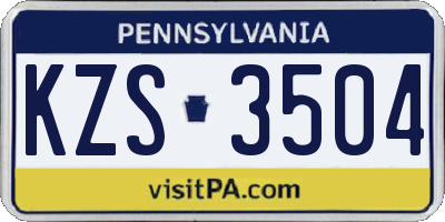 PA license plate KZS3504