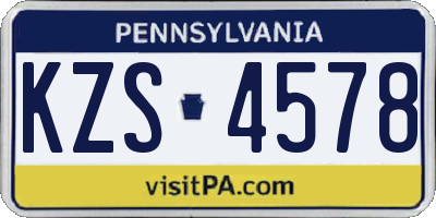 PA license plate KZS4578