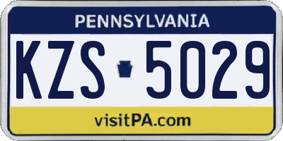 PA license plate KZS5029