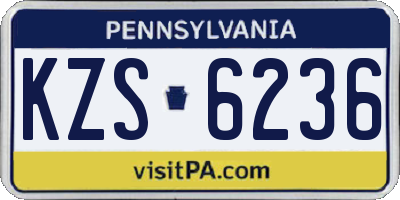 PA license plate KZS6236