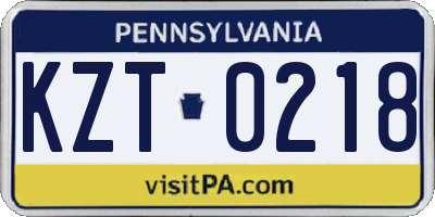 PA license plate KZT0218