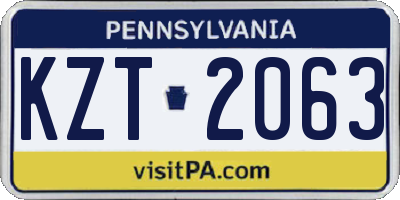 PA license plate KZT2063