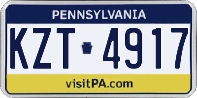 PA license plate KZT4917